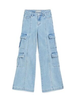 Nordstroms Tractr Pale Blue Wide-Leg Cargo Jeans for Kids- worn once